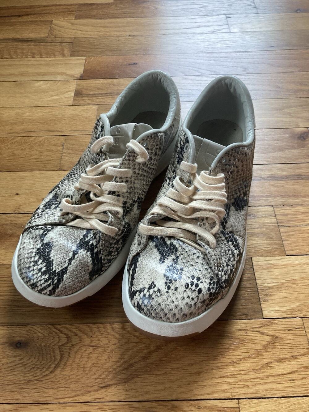 Cole Haan Grand Os Women Lace Up Fashion Leather Snake Tan Sneakers Size 8B